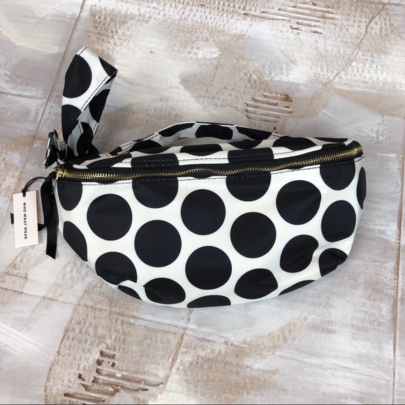 Who What Wear Handbags - NWT Who What Wear polka dot fanny pack tie belt